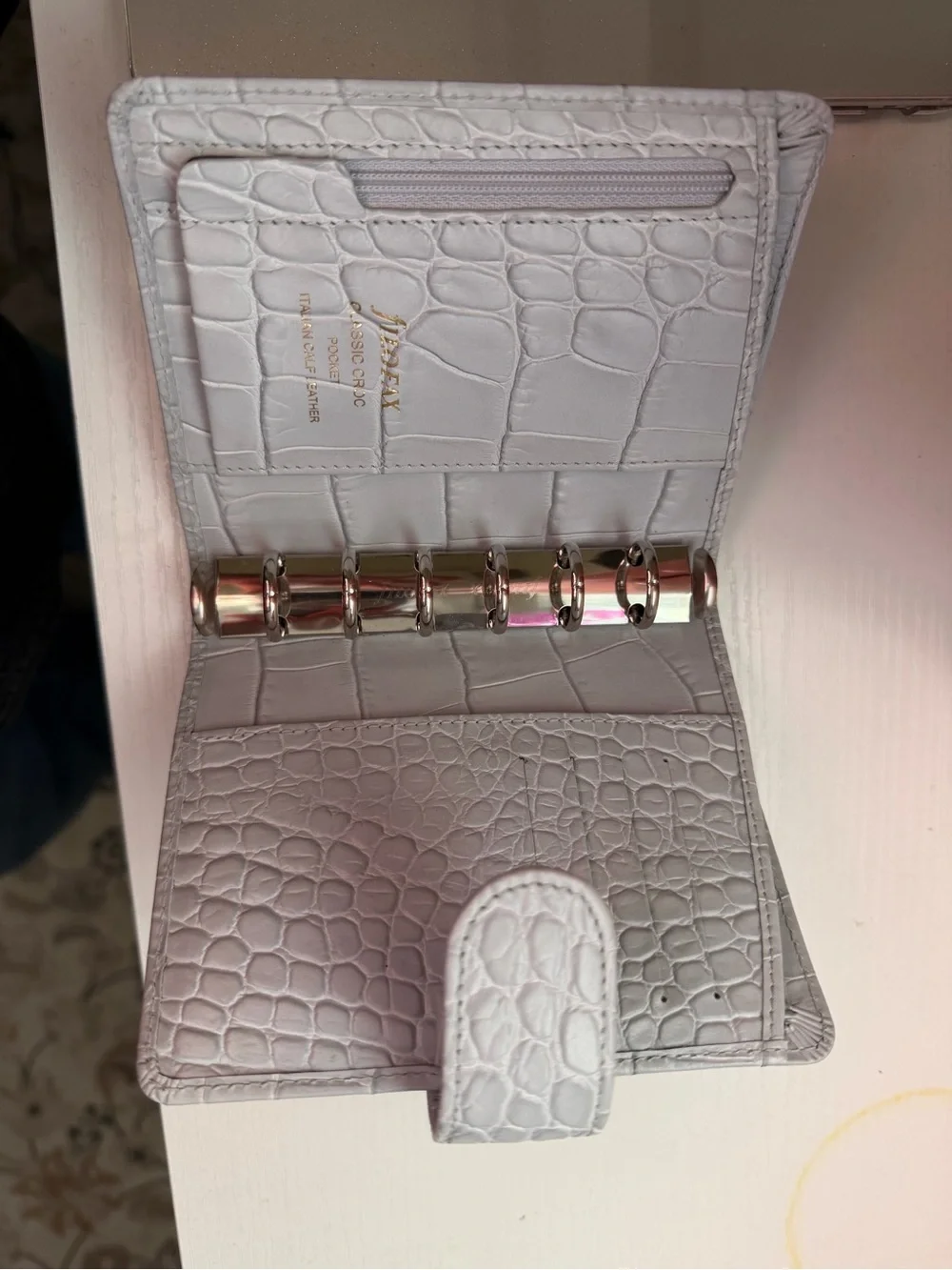 filoFAX baby blue Croc-Embossed Leather Organizer